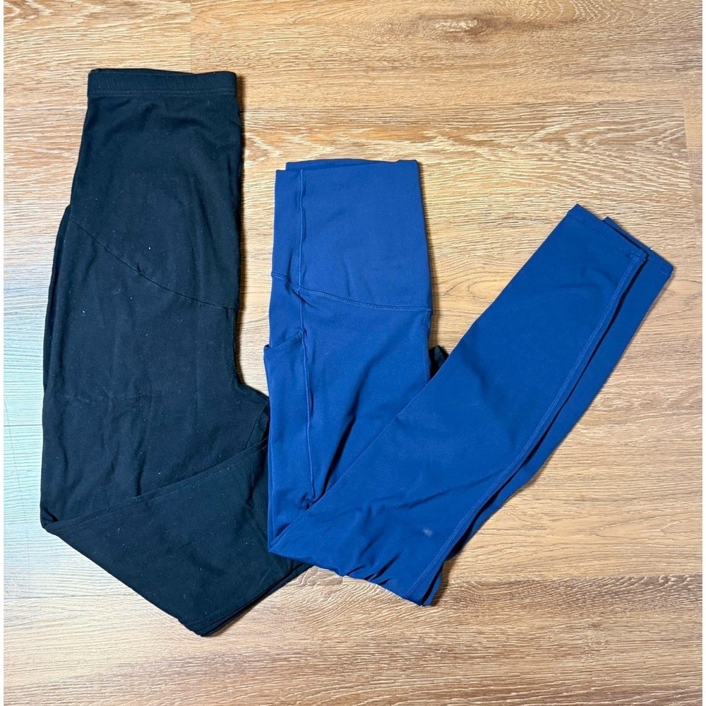 Maternity Fabletics PureLuxe Time and Tru Leggings Bundle S Black Blue Stretch